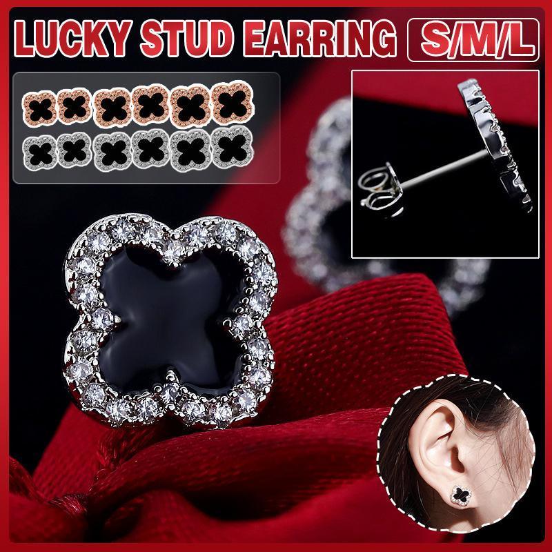 Four-Leaf Clover Stud Earrings, 1 Pair - Rose Gold, Large (1.6 cm) - view 2