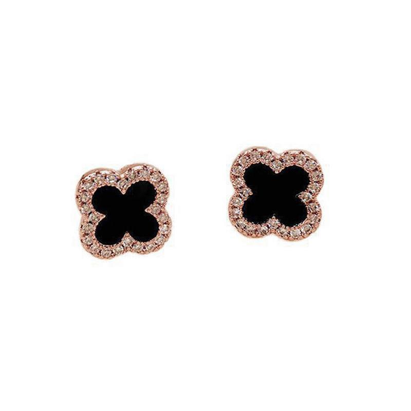 Four-Leaf Clover Stud Earrings, 1 Pair - Rose Gold, Medium (1.4 cm)