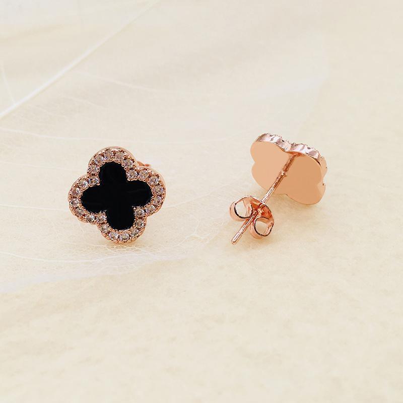 Four-Leaf Clover Stud Earrings, 1 Pair - Silver, Large (1.6 cm) - view 4