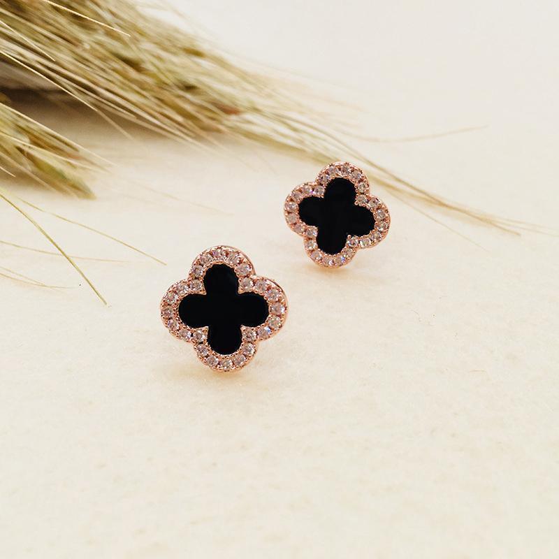 Four-Leaf Clover Stud Earrings, 1 Pair - Silver, Large (1.6 cm) - view 5