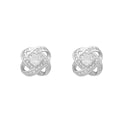 Four Leaf Clover Zircon Stud Earrings for Women, Wedding Jewellery - White