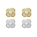 Four Leaf Clover Zircon Stud Earrings for Women, Wedding Jewellery - White - view 3