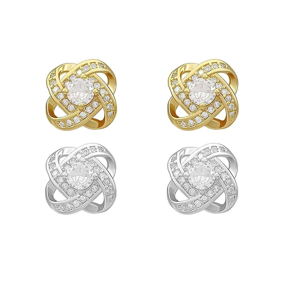 Four Leaf Clover Zircon Stud Earrings for Women, Wedding Jewellery - White - view 3