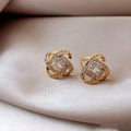 Four Leaf Clover Zircon Stud Earrings for Women, Wedding Jewellery - White - view 4