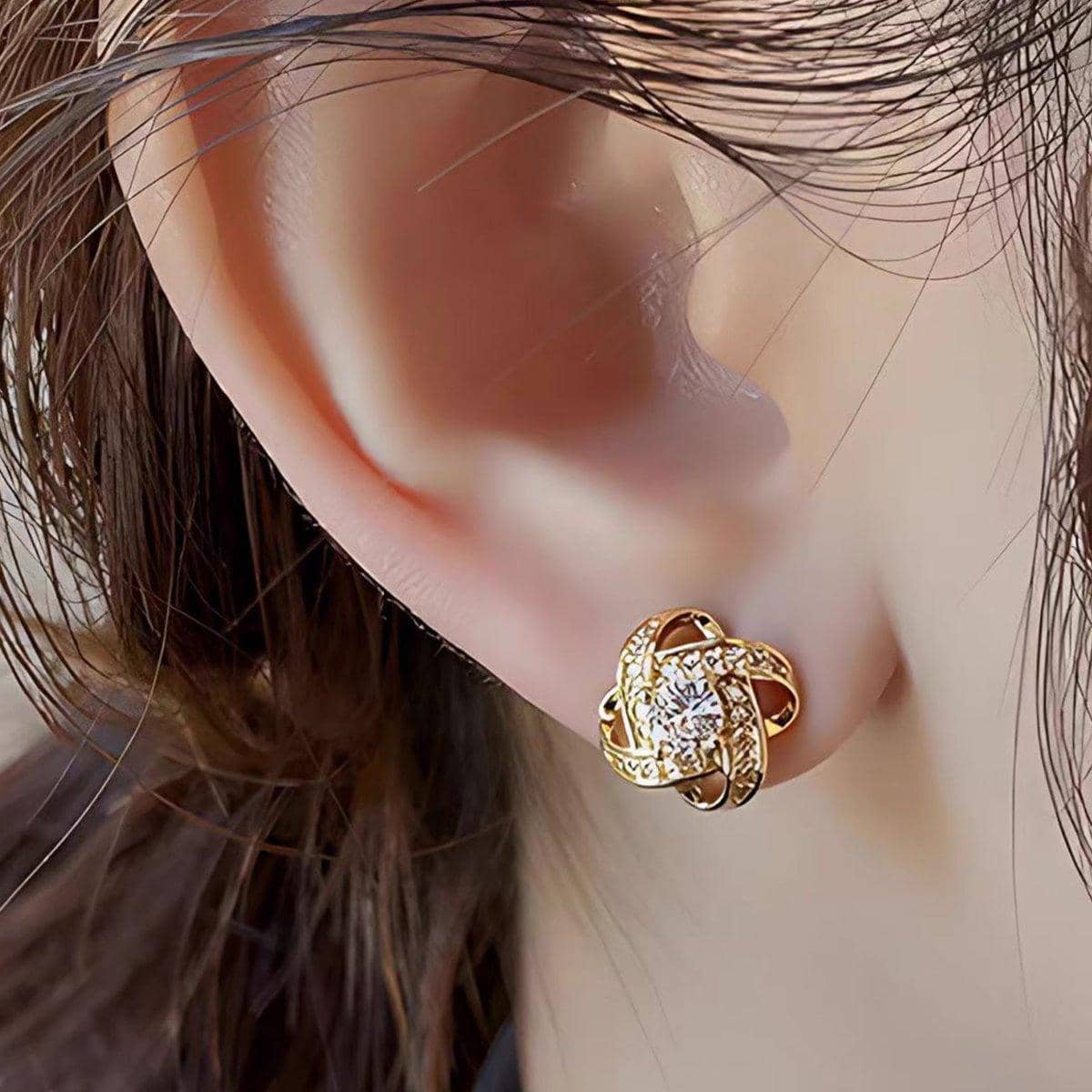 Four Leaf Clover Zircon Stud Earrings for Women, Wedding Jewellery - White - view 5