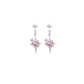 Four-Pointed Star Stud Earrings - Pink