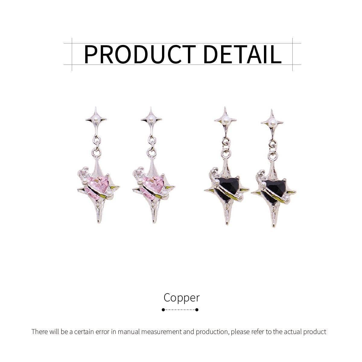 Four-Pointed Star Stud Earrings - Pink - view 4