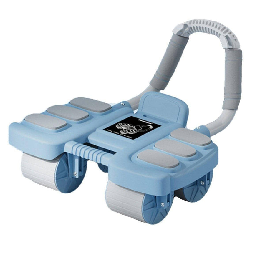 Four Wheel Abdominal Roller with Elbow Support and Phone Holder - Blue