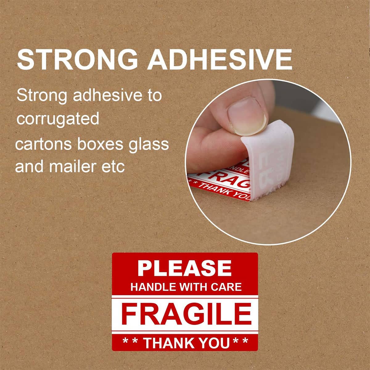 Fragile Warning Label Stickers, 2 Rolls with 1000 Labels, 2 x 3 in (5 x 7.6 cm), Red - view 5