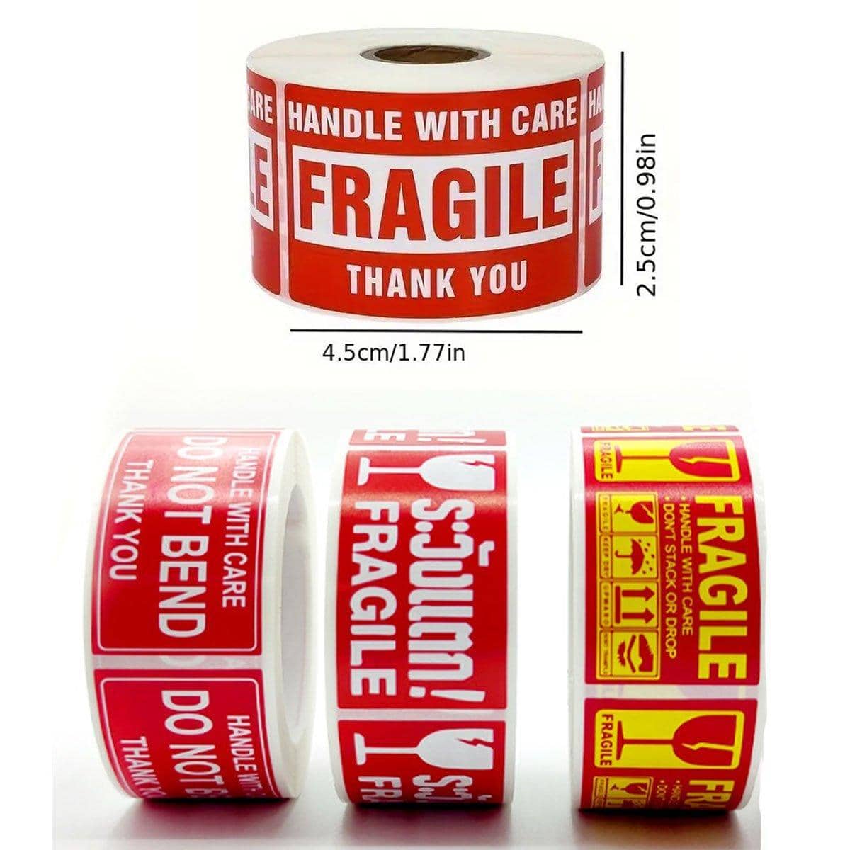 Fragile Warning Label Stickers, Pack of 4 Rolls - Handle with Care - view 3