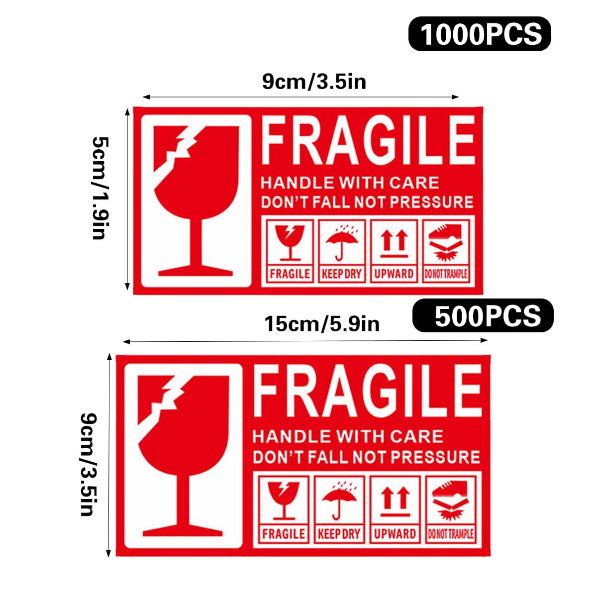 Fragile Warning Self Adhesive Sticker for Express Shipping Courier Alert - 15 x 9 cm Pack of 500 - view 4