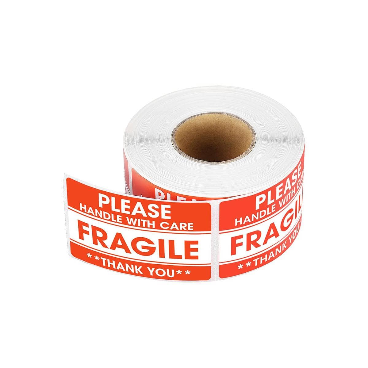 Fragile Warning Sticker Roll, 500 Sheets, 7.6 x 12.7 cm, Red for Shipping and Moving - view 2