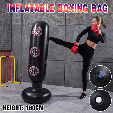 Free Standing Inflatable Punching Bag 160cm - PVC Boxing Training Bag for Home