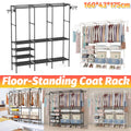 Freestanding Clothes Rack with Shelves and Rotating Hooks - Black - view 2
