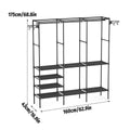 Freestanding Clothes Rack with Shelves and Rotating Hooks - Black - view 4