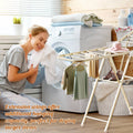 Freestanding Foldable Clothes Airer with Wheels - White, 140 x 130 x 43 cm - view 5