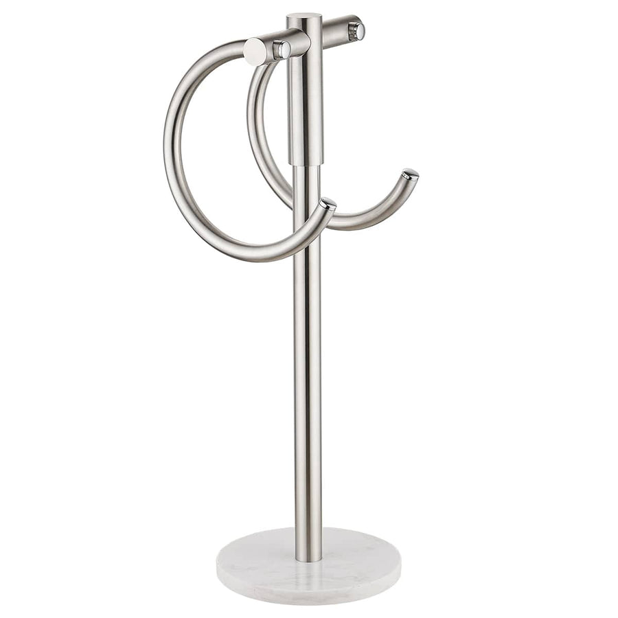 Freestanding Stainless Steel Towel Rack with Marble Base - Silver