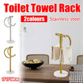 Freestanding Stainless Steel Towel Rack with Marble Base - Silver - view 2