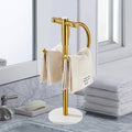 Freestanding Stainless Steel Towel Rack with Marble Base - Silver - view 5