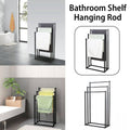 Freestanding Three-Tier Metal Towel Rack, Black