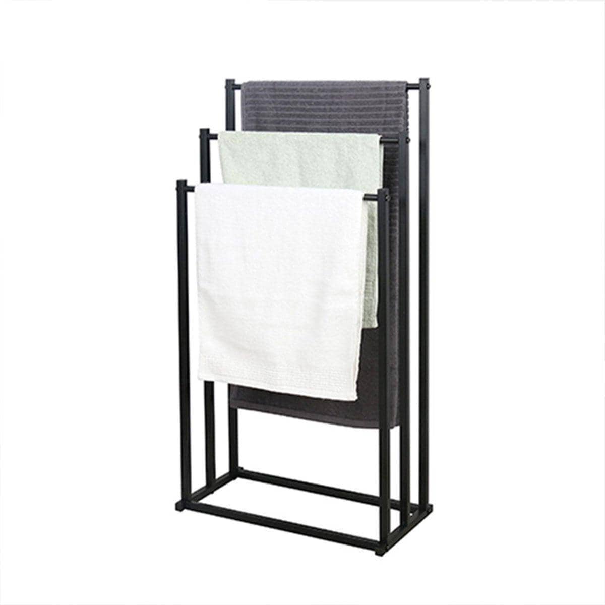 Freestanding Three-Tier Metal Towel Rack, Black - view 2