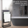 Freestanding Three-Tier Metal Towel Rack, Black - view 5