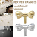 French Bow Drawer Handle, Brass Cabinet Pull for Wardrobes and Drawers - Silver - view 2