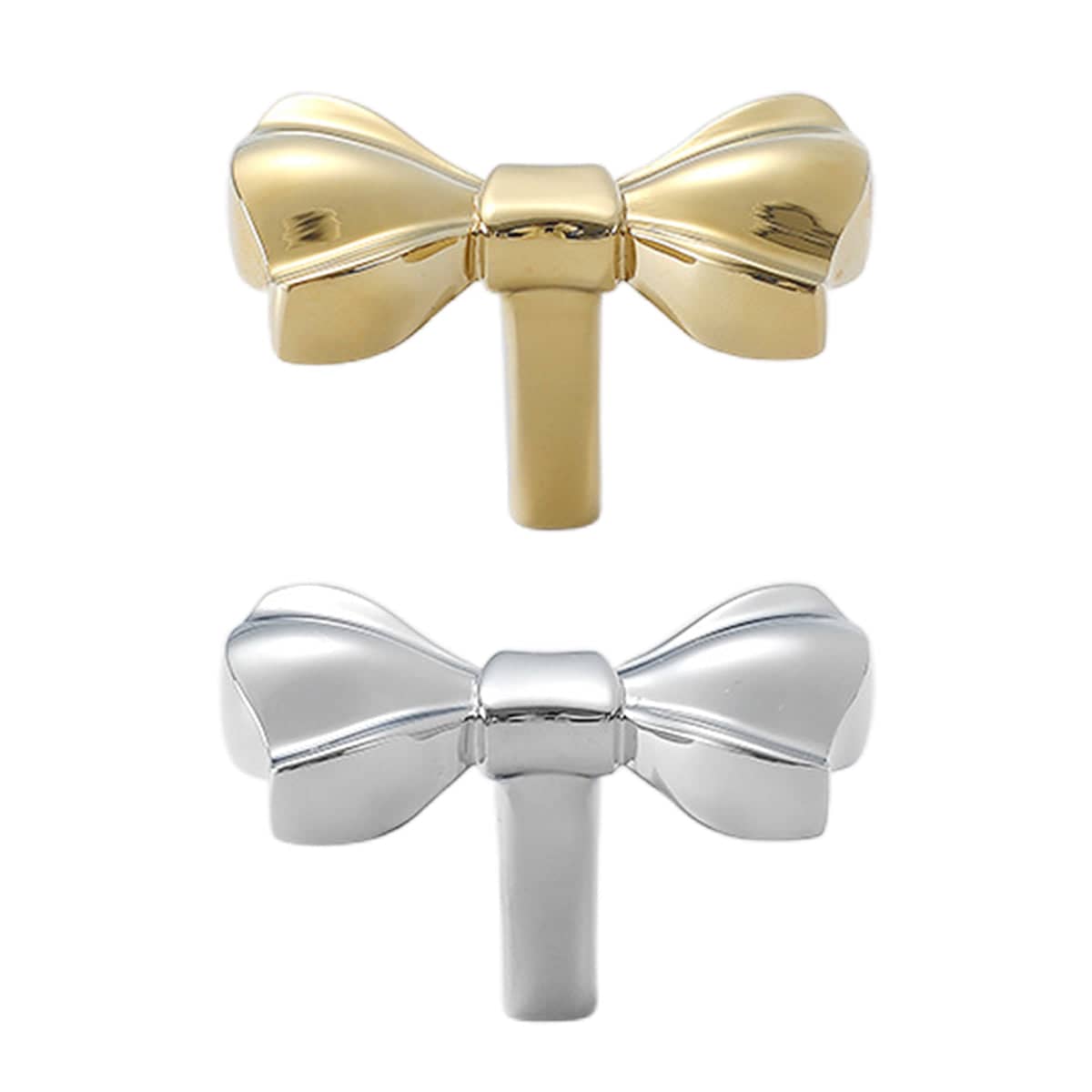 French Bow Drawer Handle, Brass Cabinet Pull for Wardrobes and Drawers - Silver - view 3