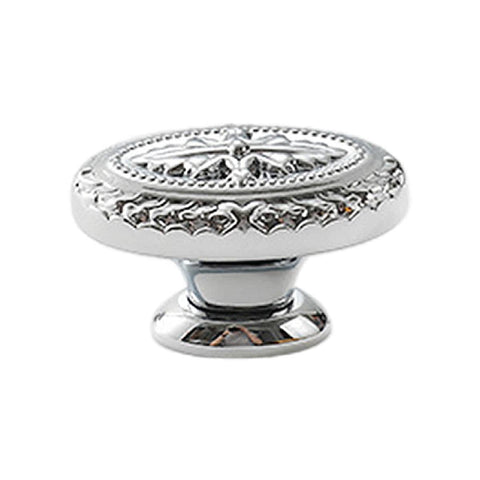 French Cabinet Door Handle Oval Retro Style for Drawers and Wardrobes - Silver