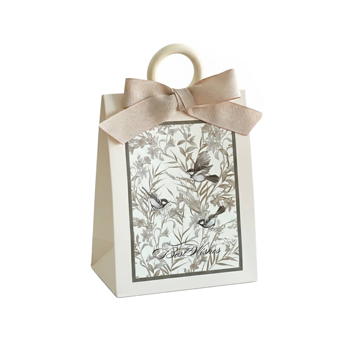 French Forest Gift Bags with Ribbon Bow, Pack of 50 - Champagne