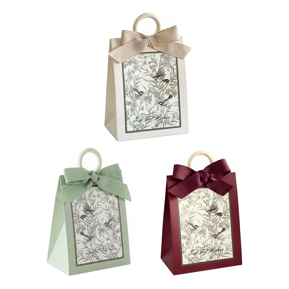 French Forest Gift Bags with Ribbon Bow, Pack of 50 - Champagne - view 3