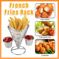 French Fries Basket Stand Tapered Metal Serving Holder for Snacks