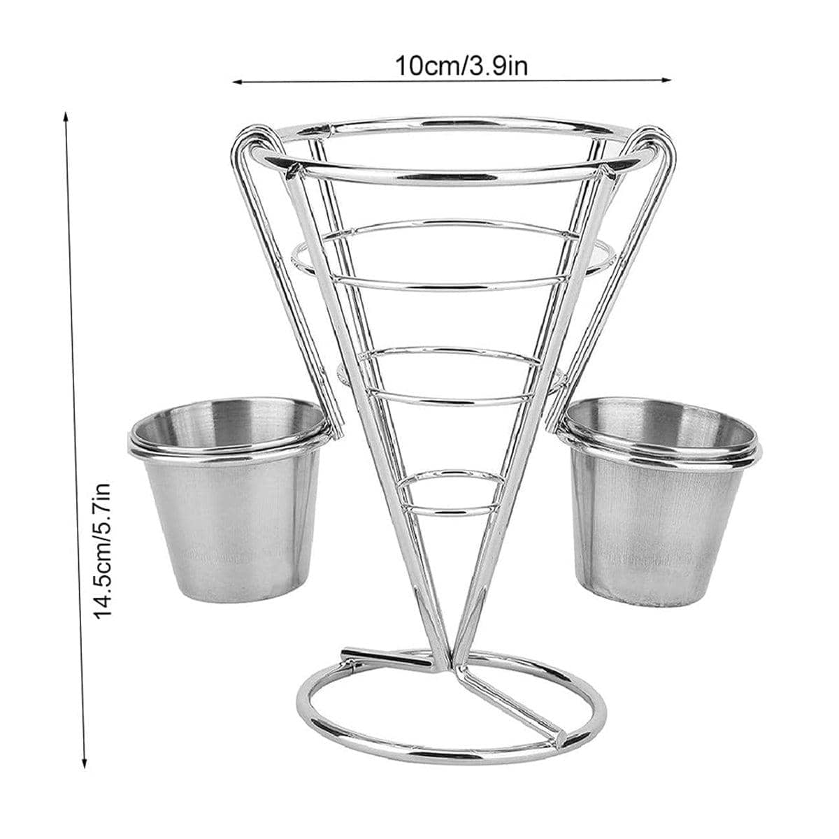 French Fries Basket Stand Tapered Metal Serving Holder for Snacks - view 3