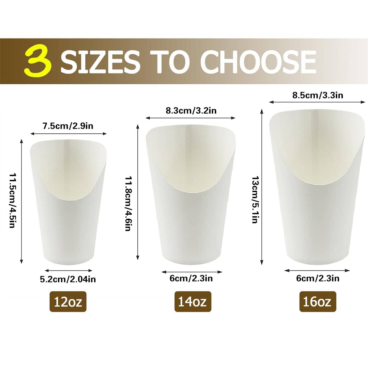 French Fry Paper Cups Food-Safe Oil-Resistant, Pack of 100 - 14 oz - view 4