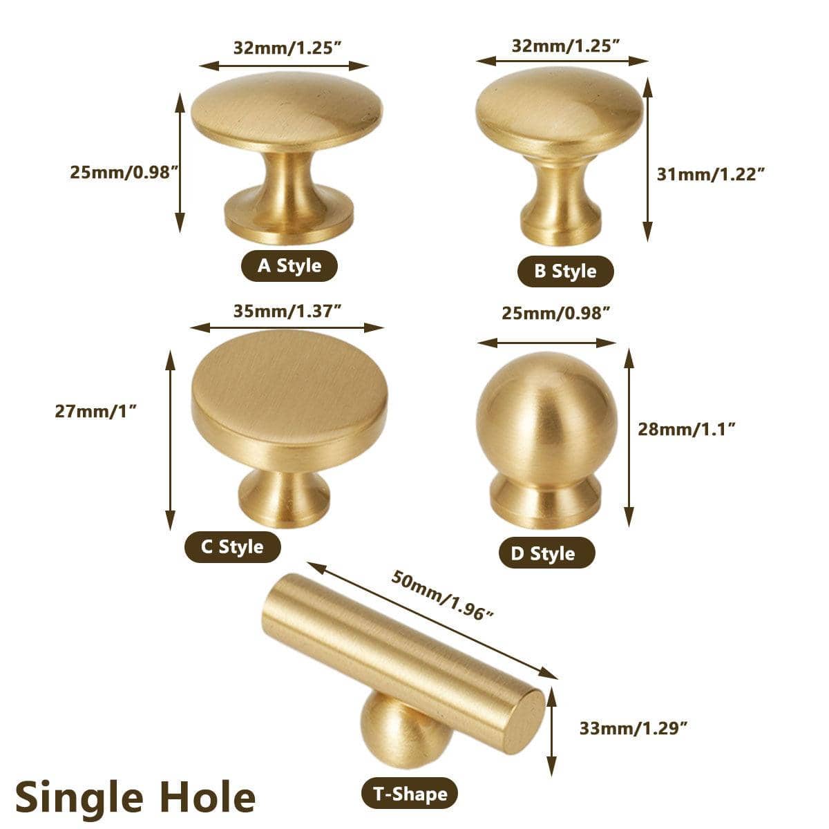 French Modern Brass Cabinet Handle - Double Hole, 64mm, Smooth - view 4