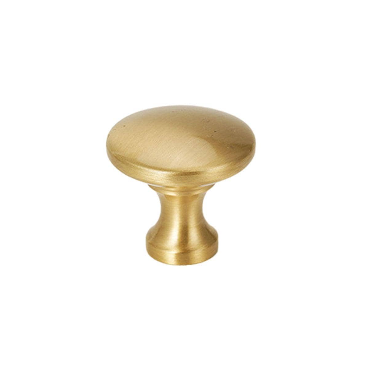 French Modern Brass Cabinet Knob, Single Hole - Compact Domed Mushroom Top