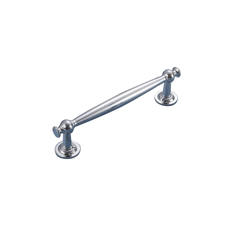 French Style Brass Wardrobe Handle - Silver, 128 mm Hole Spacing