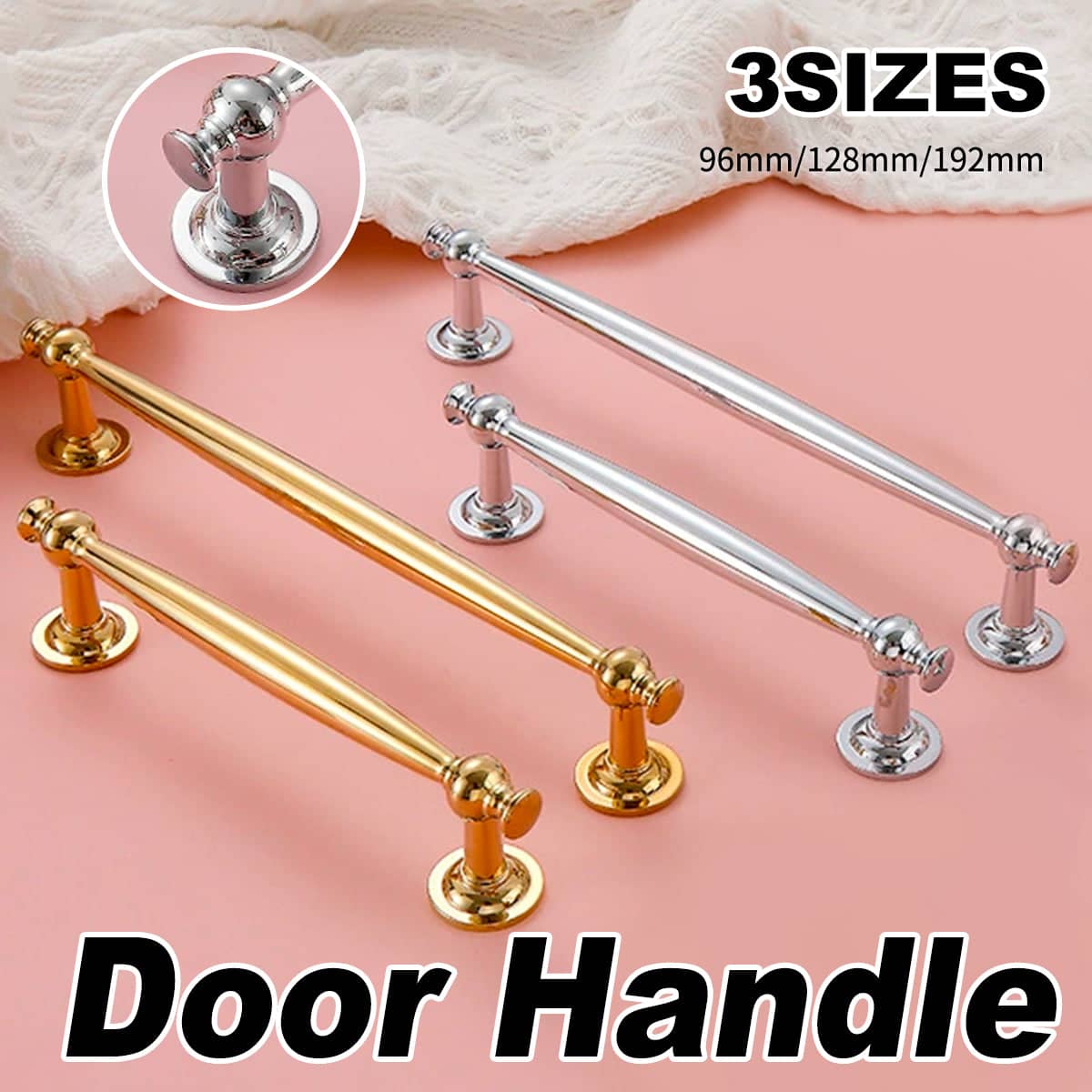 French Style Brass Wardrobe Handle - Silver, 128 mm Hole Spacing - view 2