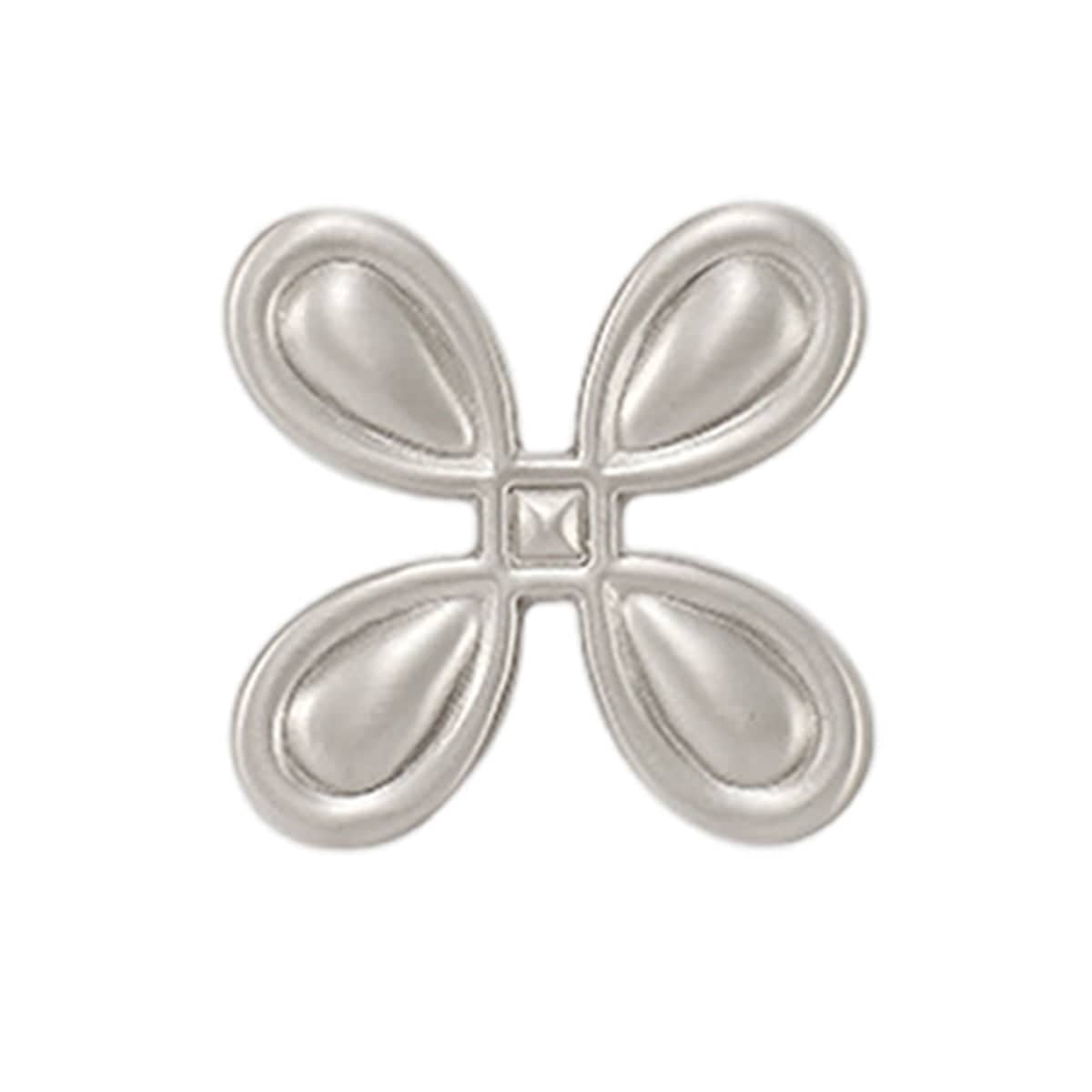 French-Style Four-Petal Cabinet Handle, Zinc Alloy Drawer Pull - Brushed Silver