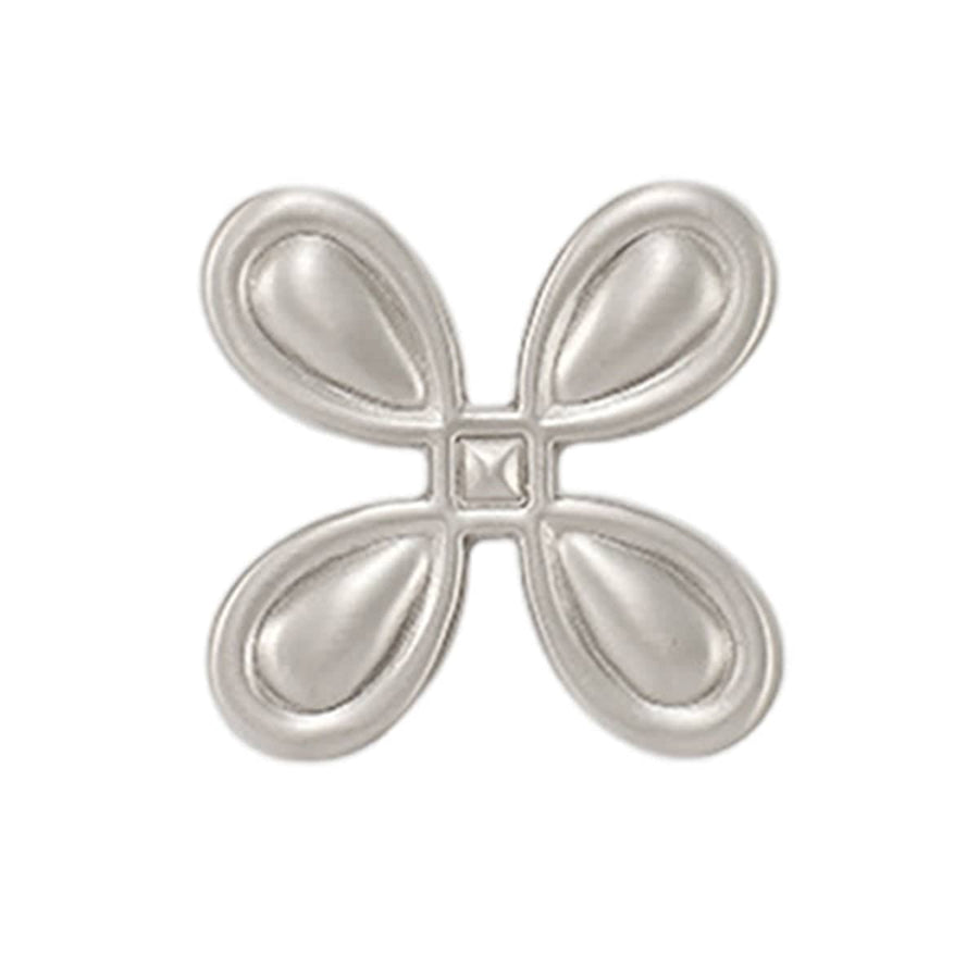 French-Style Four-Petal Cabinet Handle, Zinc Alloy Drawer Pull - Brushed Silver