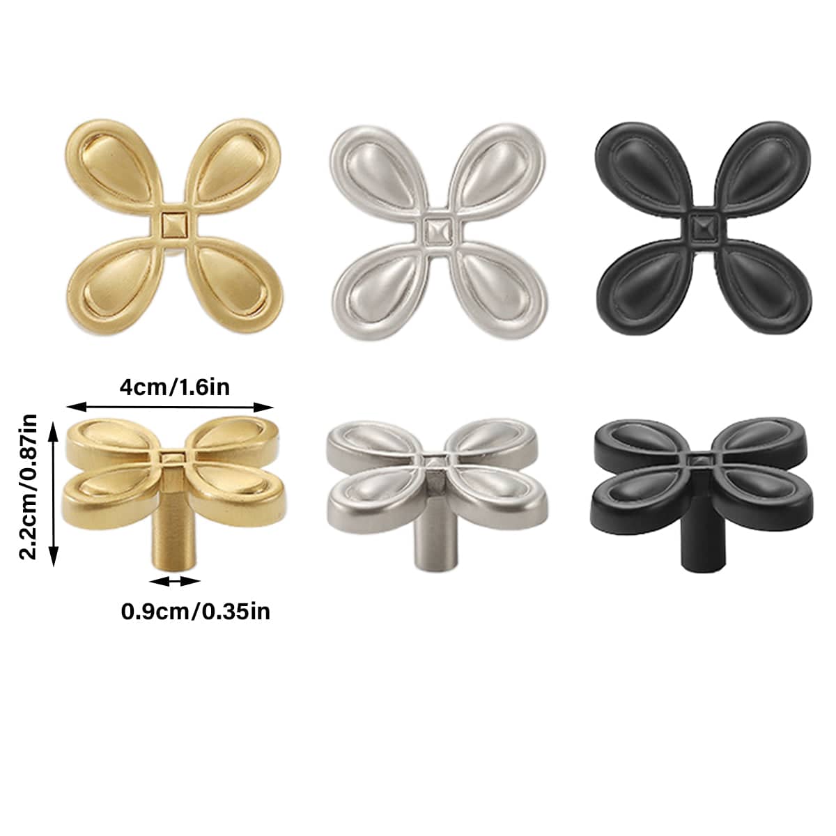 French-Style Four-Petal Cabinet Handle, Zinc Alloy Drawer Pull - Brushed Silver - view 4