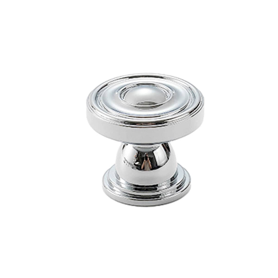 French Style Wardrobe Knob, Flat Top, Single Hole - Silver