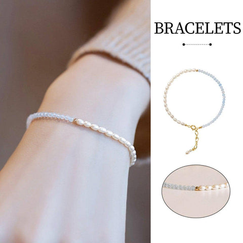 Freshwater Pearl Bracelet with Light Blue Beads for Women