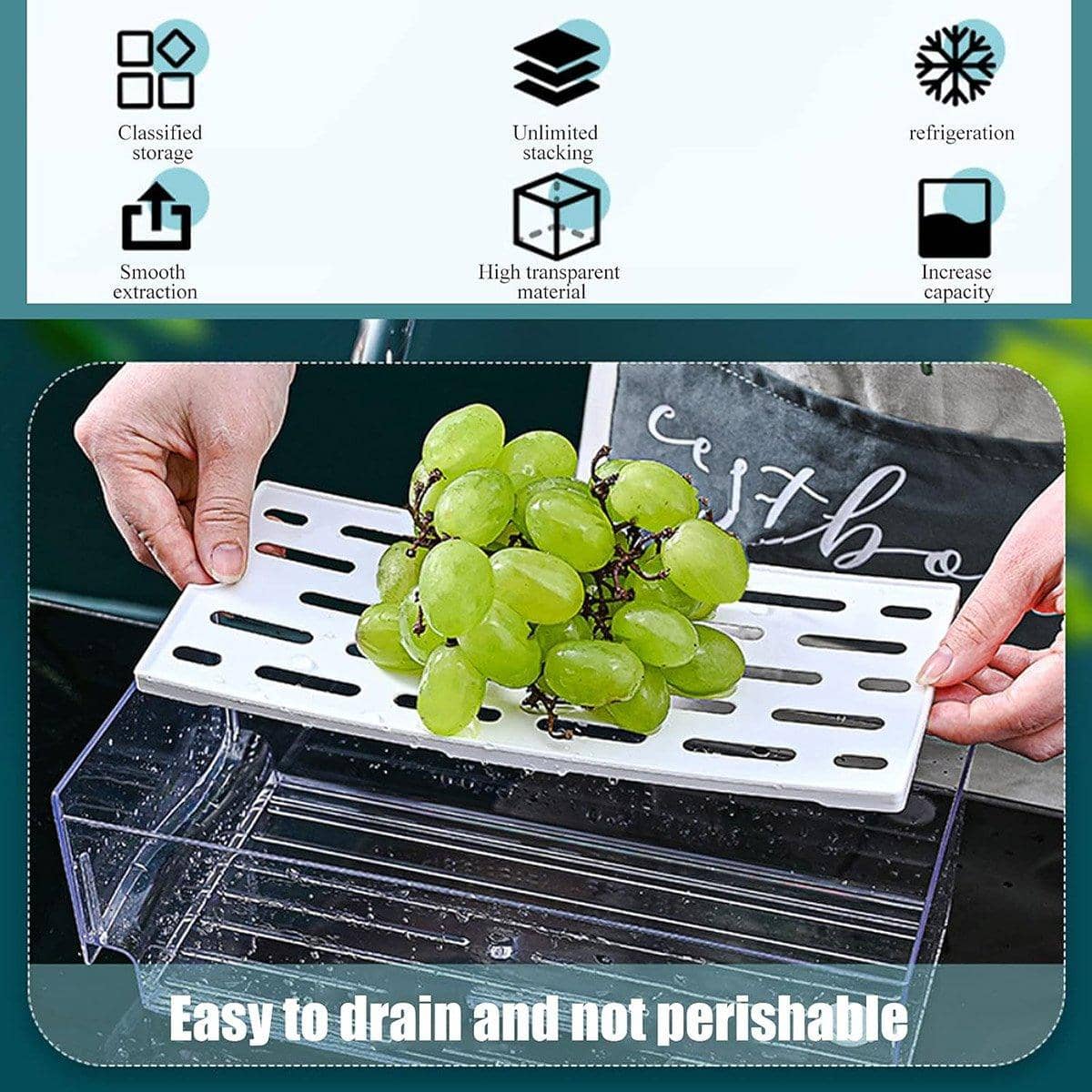 Fridge Drawer Organiser Storage Box - 14cm (30 x 14 x 11 cm) - view 5