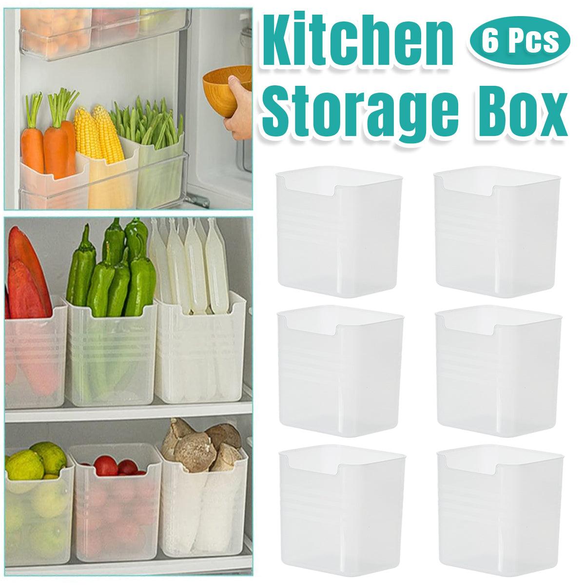 Fridge Organiser Storage Boxes - Set of 6, Frosted Clear