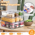 Fridge Storage Box Set of 10, Clear Fruit and Vegetable Fresh Keeper Containers with Drain Tray