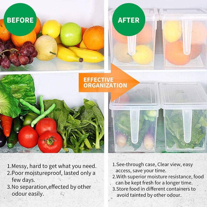 Fridge Storage Containers with Lids and Handles, Pack of 4 (29 x 15 x 16 cm) - view 3
