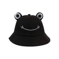 Frog Bucket Hat with Sun-Shading Brim - Black
