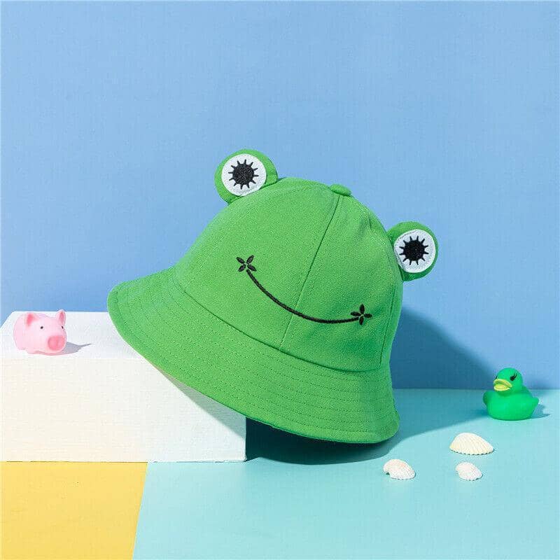 Frog Bucket Hat with Sun-Shading Brim - Black - view 5