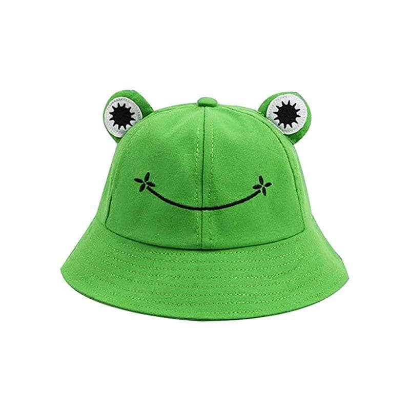 Frog Bucket Hat with Sun-Shading Brim - Green